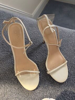 Charlotte Russe White Clear-Strap Heeled Sandals